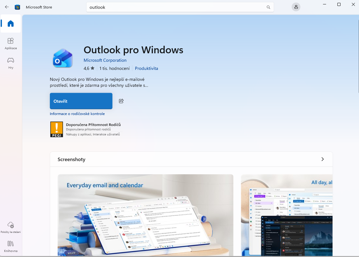 Otevřít Outlook